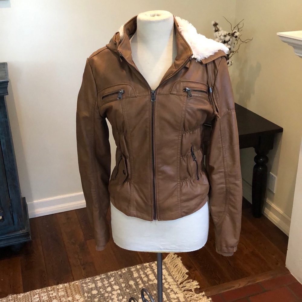 “Leather” Brown Motorcycle Jacket